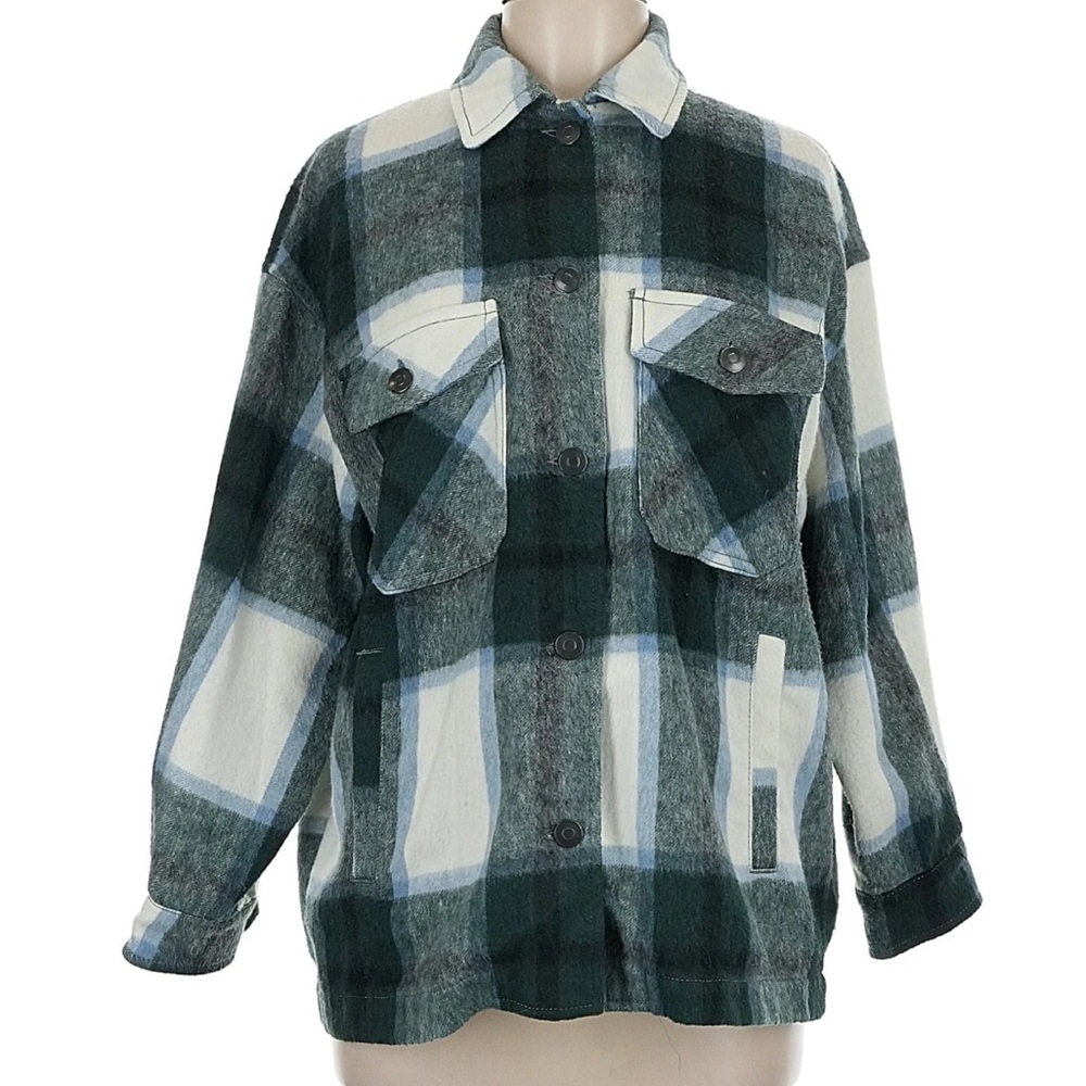 Zara Green Utility Jacket with Collared Neckline